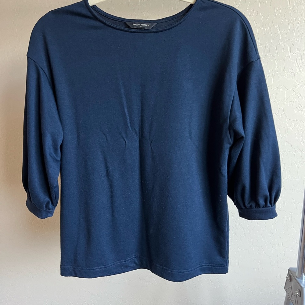 Banana Republic Deep Blue 3/4 Sleeve Top